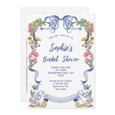 Funky Hand Drawn Scribble Retro Bridal Shower Invitations