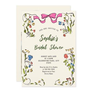 Funky Hand Drawn Scribble Retro Bridal Shower Invitations