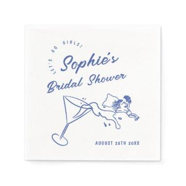 Funky Hand Drawn Scribble Retro Bridal Shower Napkins