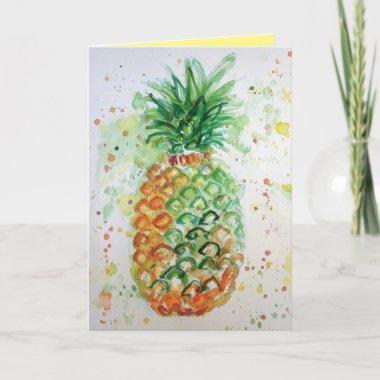 Funky Pineapple Watercolour Birthday Invitations
