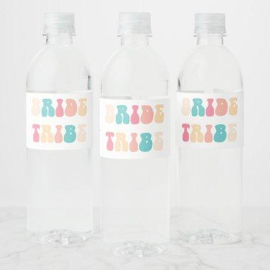 Funky Retro Vintage Bride Tribe Bachelorette Water Bottle Label