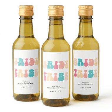 Funky Retro Vintage Bride Tribe Bachelorette Wine Label