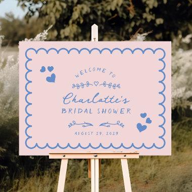 Funky Wave Illustrated Bridal Shower Welcome Sign