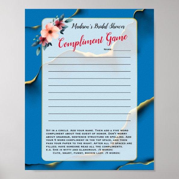 Funny Ad-Lib / Compliment Game Bridal Shower Poster