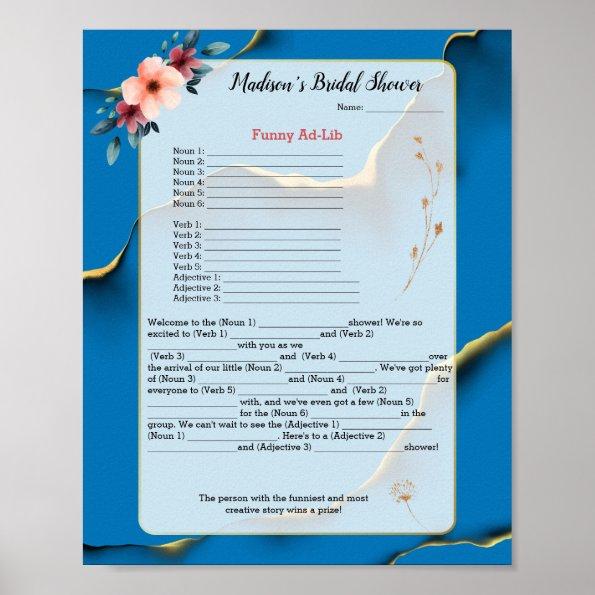Funny Ad-Lib Game Bridal Shower Poster