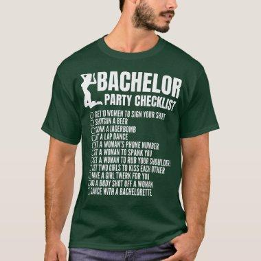 Funny Bachelor Party Checklist For Wedding Party M T-Shirt