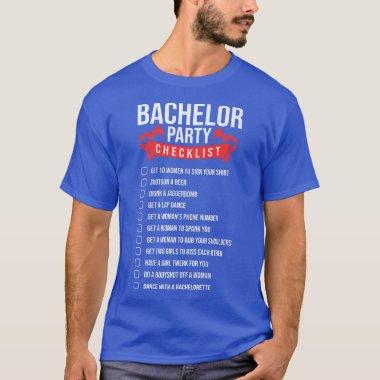 Funny Bachelor Party Checklist For Wedding Party M T-Shirt