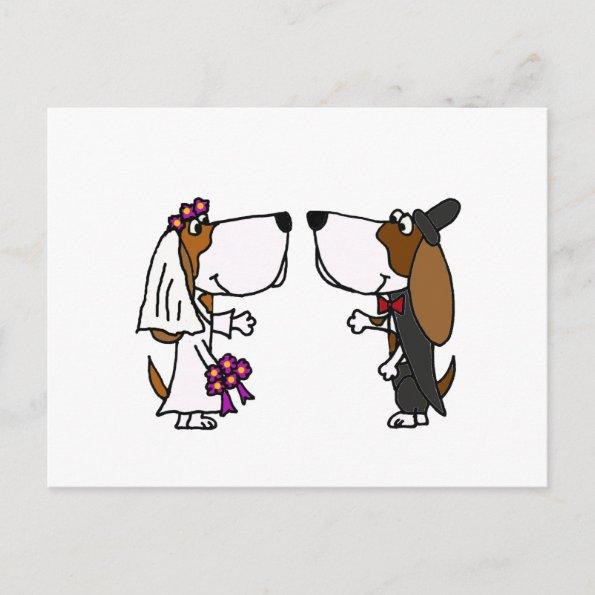 Funny Basset Hound Bride and Groom Wedding Art PostInvitations