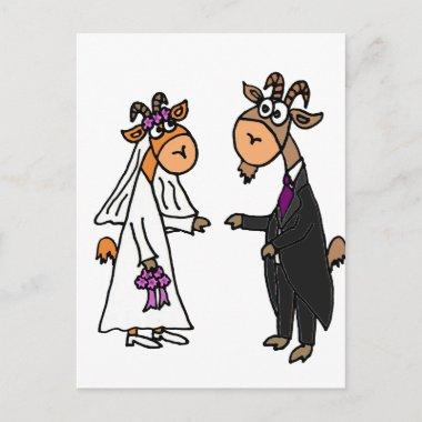 Funny Bride and Groom Goat Wedding PostInvitations
