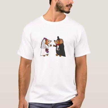 Funny Bride and Groom Hedgehog Wedding Art T-Shirt