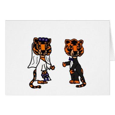 Funny Bride and Groom Tiger Wedding Art
