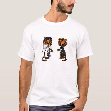 Funny Bride and Groom Tiger Wedding Art T-Shirt