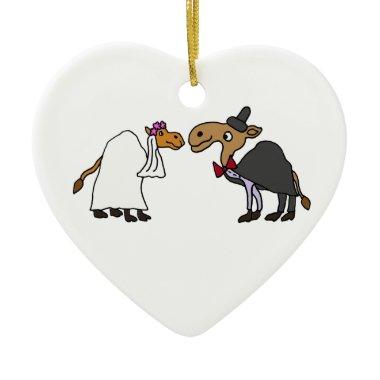 Funny Camel Bride and Groom Wedding Cartoon Ceramic Ornament