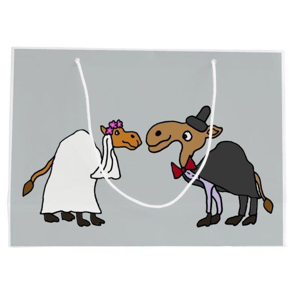 Funny Camel Bride and Groom Wedding Cartoon Large Gift Bag