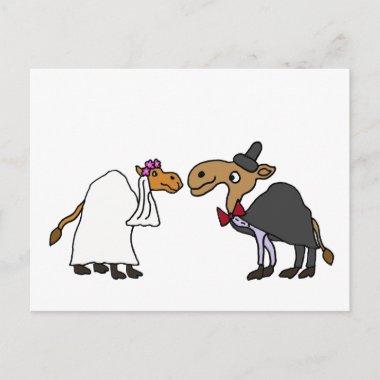 Funny Camel Bride and Groom Wedding Cartoon PostInvitations