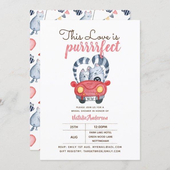 Funny Cats Bridal Shower Invitations Purrfect Love
