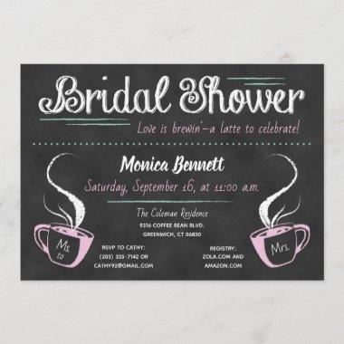 Funny Coffee Chalkboard Bridal Shower Invitations