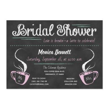 Funny Coffee Chalkboard Bridal Shower Invitations