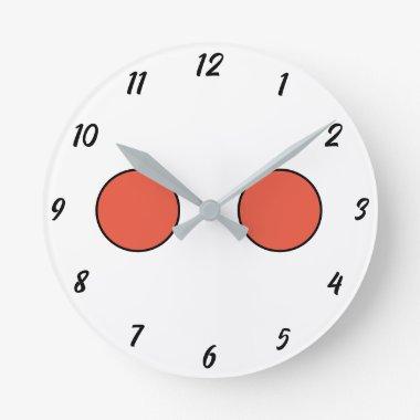 Funny Cute Face Eyes Halloween 2024 Orange Black Round Clock