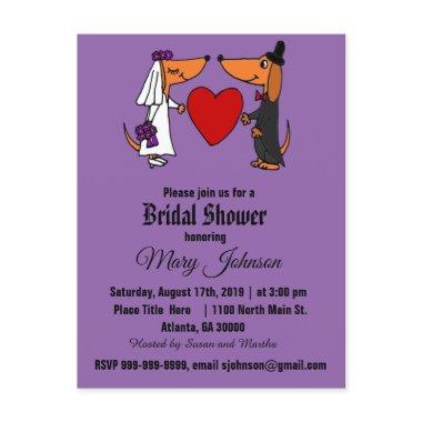 Funny Dachshund Dog Wedding Cartoon Invitation Post