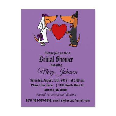 Funny Dachshund Dog Wedding Cartoon Invitation PostInvitations