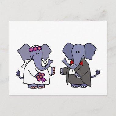 Funny Elephant Bride and Groom Wedding Design PostInvitations