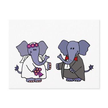 Funny Elephant Bride and Groom Wedding Design PostInvitations