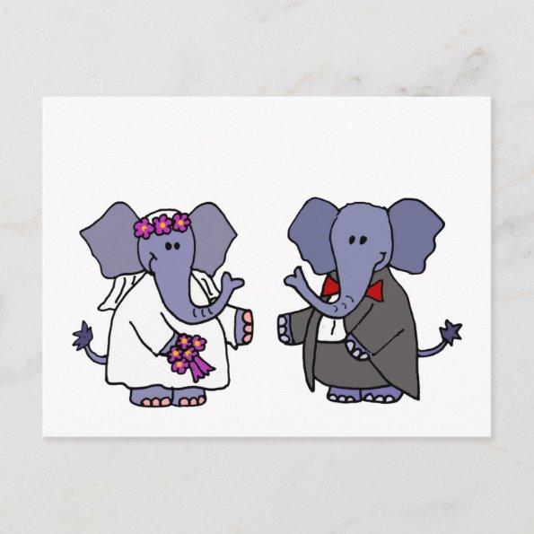 Funny Elephant Bride and Groom Wedding Design PostInvitations