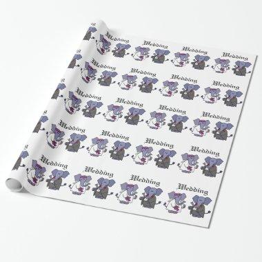 Funny Elephant Bride and Groom Wedding Design Wrapping Paper