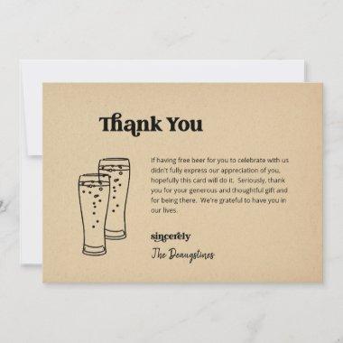 Funny Free Beer Wedding Thank You Invitations