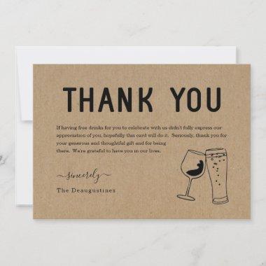 Funny Free Drinks Wine & Beer Thank You Invitations