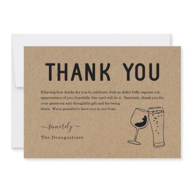 Funny Free Drinks Wine & Beer Thank You