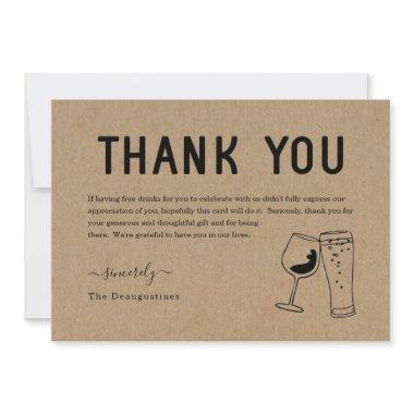 Funny Free Drinks Wine & Beer Thank You Invitations