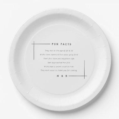 Funny, fun facts minimalist wedding paper plates