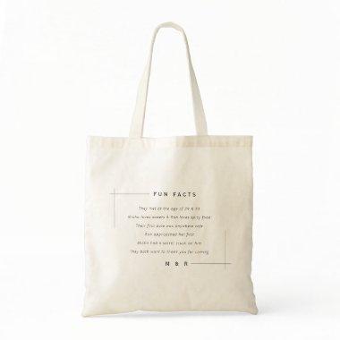 Funny, fun facts minimalist wedding tote bag