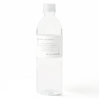 Funny, fun facts minimalist wedding water bottle label