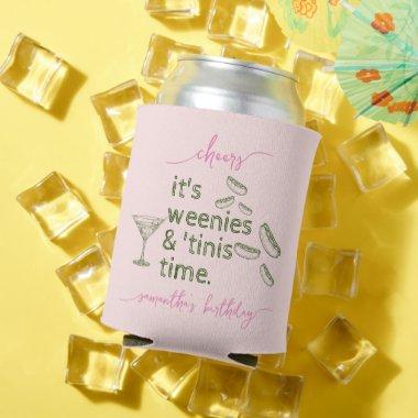Funny Green Weenies & Tinis Martini Birthday Party Can Cooler