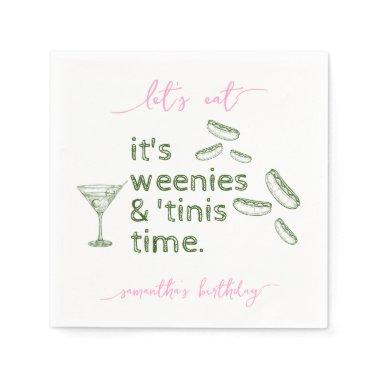 Funny Green Weenies & Tinis Martini Birthday Party Napkins