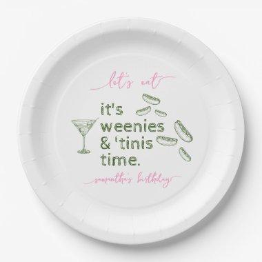 Funny Green Weenies & Tinis Martini Birthday Party Paper Plates
