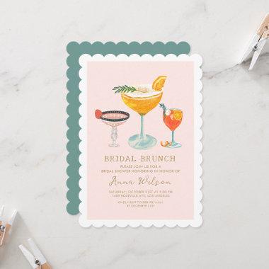 Funny Handrawing Pinky Coctails Bridal Shower Invitations