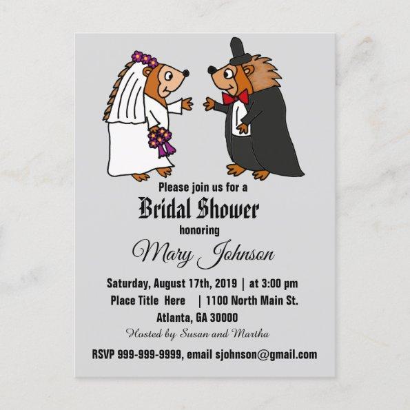 Funny Hedgehog Wedding Cartoon Invitation PostInvitations
