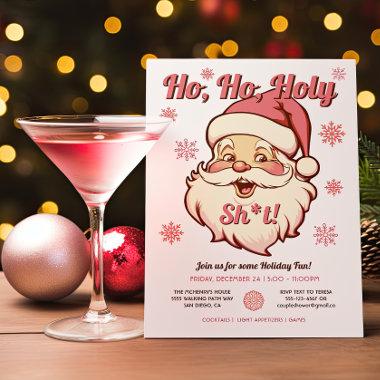 Funny Ho Ho Retro Santa Christmas Party Holiday Invitations