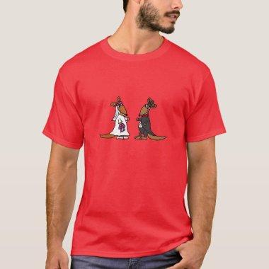 Funny Kangaroo Bride and Groom Wedding Design T-Shirt