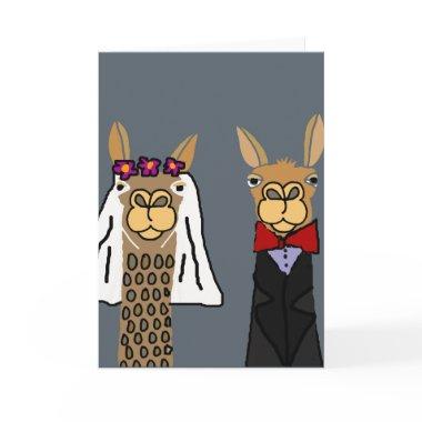 Funny Llama Bride and Groom Wedding Art