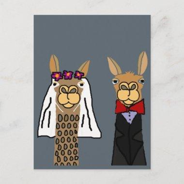 Funny Llama Bride and Groom Wedding Art PostInvitations