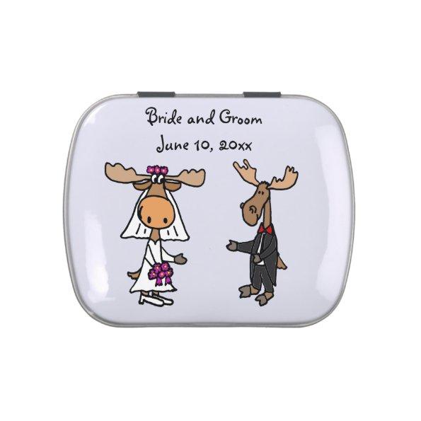 Funny Moose Bride and Groom Jelly Belly Tin