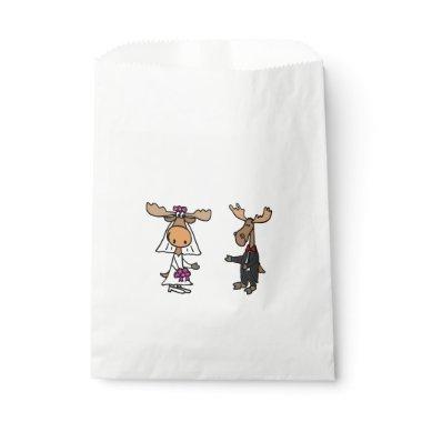 Funny Moose Bride and Groom Wedding Favor Bag