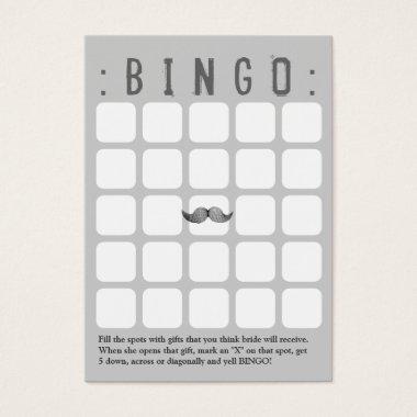 Funny Mustache 5x5 Grey Bingo Invitations