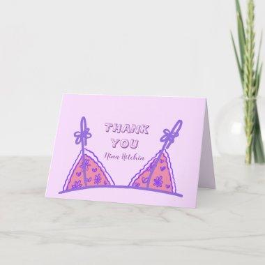 Funny Naughty Purple Lingerie Bachelorette Thanks Thank You Invitations