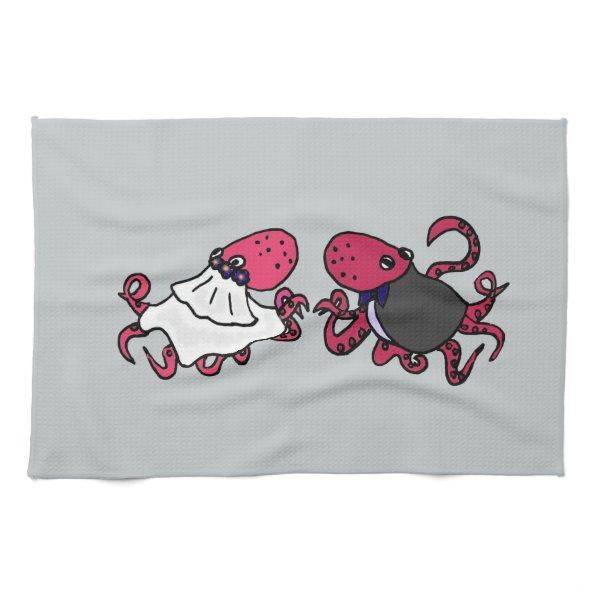 Funny Octopus Bride and Groom Wedding Art Towel